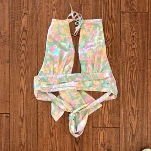 Floral Halter One-Piece Swimsuit